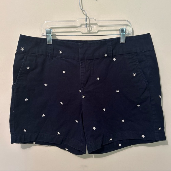 G.W. Bass & Co. Shorts Women’s Size 10 Short Shorts Chino Navy White Stars - Picture 1 of 10